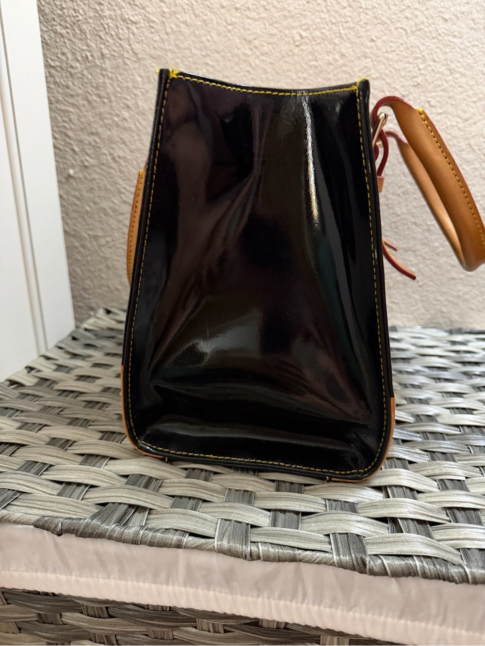 Dooney & Bourke Janine Black Patent Leather Satchel Tote Bag w/ Leather Handles - Picture 8 of 15